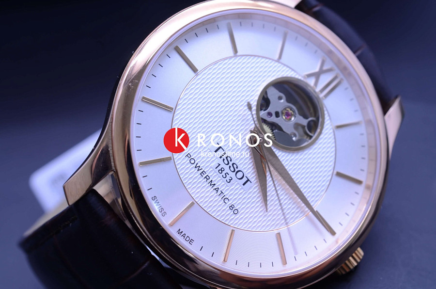 Часы Tissot Tradition Powermatic 80 Open Heart T063.907.36.038.00 — Швейцария, механические