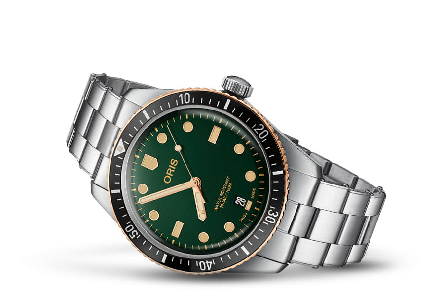 Часы Oris Divers Sixty‑Five 01 733 7707 4357-07 8 20 18 — механические, сталь бронза