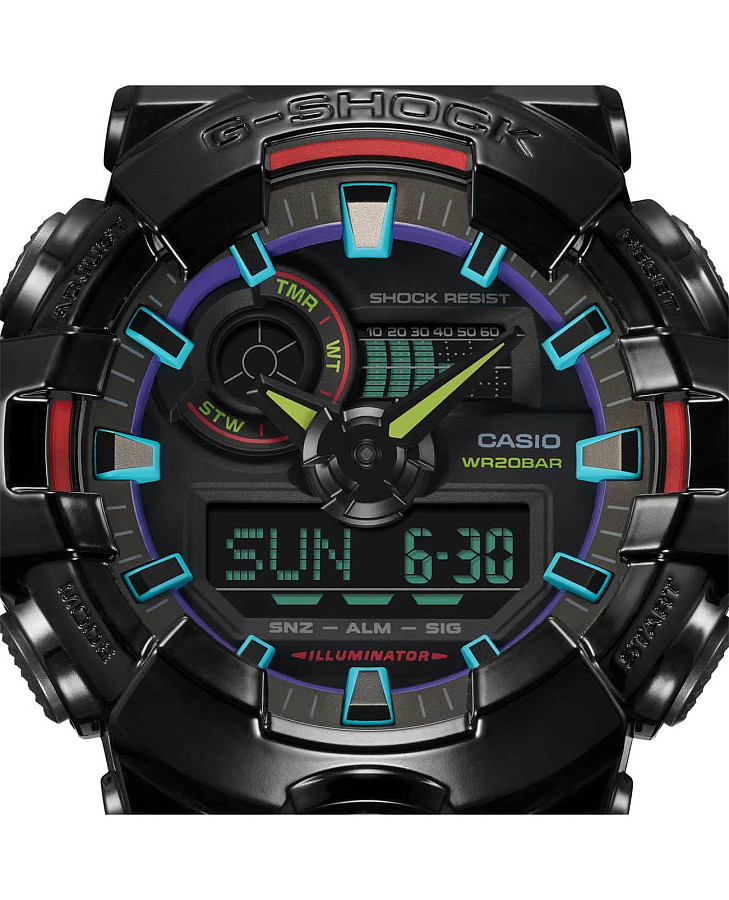 Часы Casio G-Shock GA-700RGB-1ADR (GA-700RGB-1a) — мужские, пластик