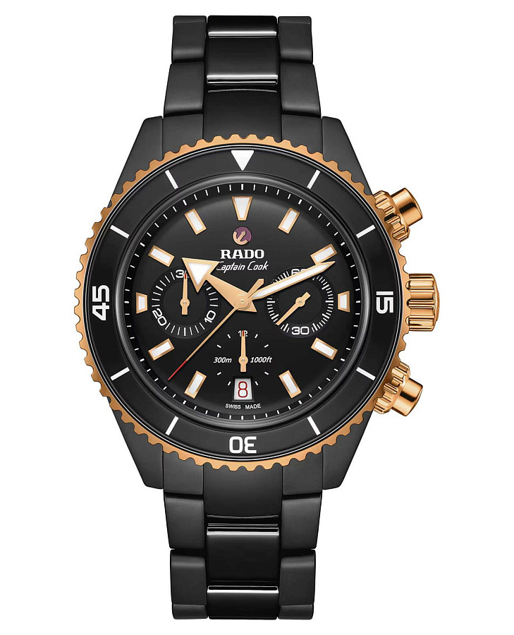 Часы Rado Captain Cook High-Tech Ceramic Automatic Chronograph R32190153 — мужские, черный