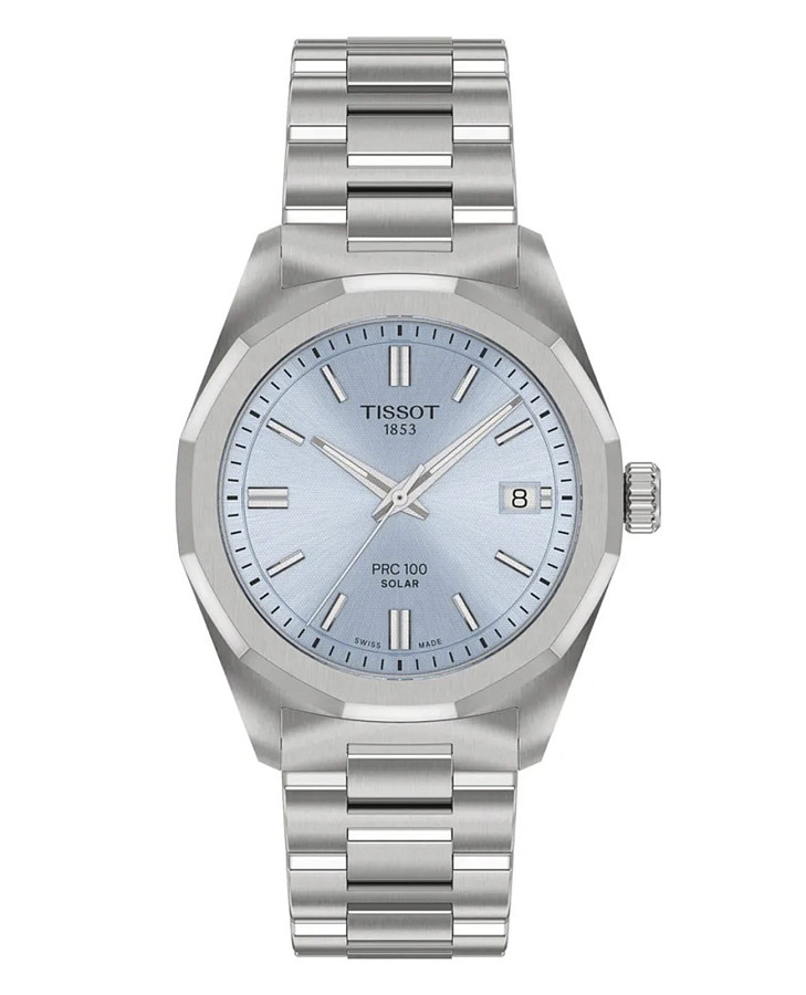 Часы Tissot PRC 100 Solar Quartz 34mm T151.822.11.351.00 — женские, голубой