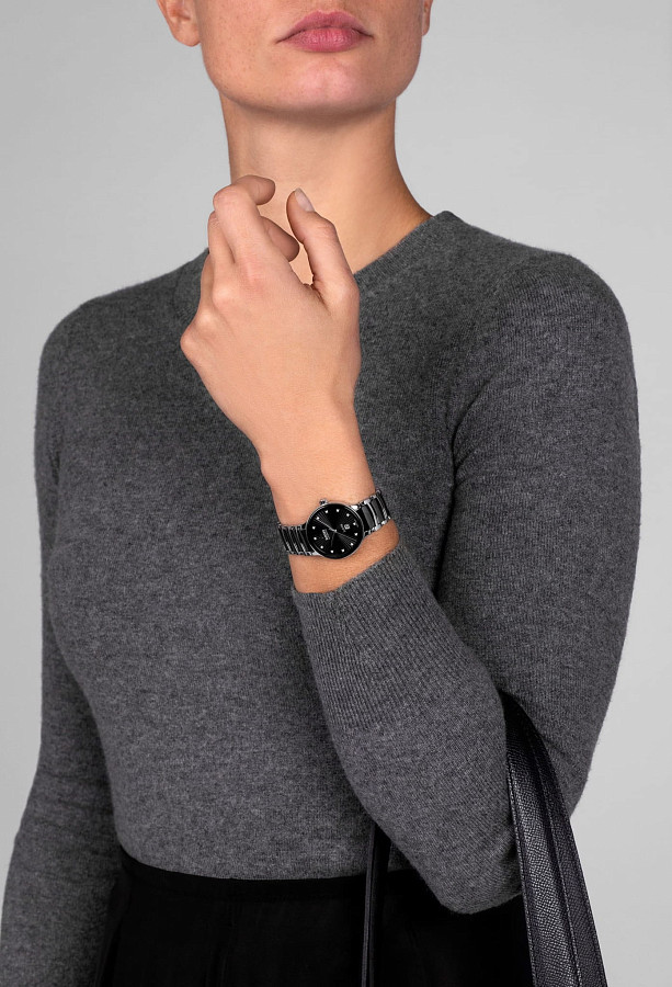 Часы Rado Centrix Automatic Diamonds R30020742 — высокотехнологичная керамика + нержавеющая сталь с pvd покрытием, женские