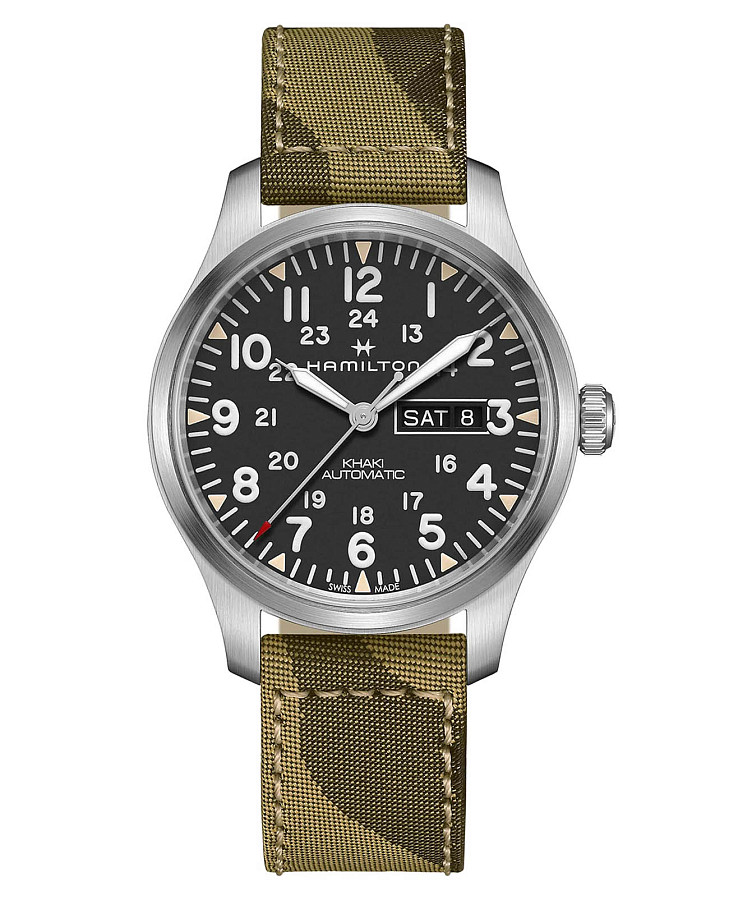 Часы Hamilton Khaki Field Day Date Auto H70535031 — мужские, черный