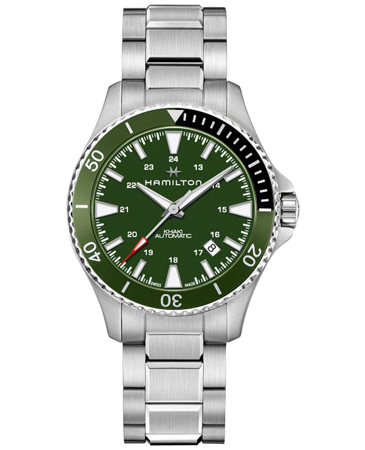 Часы Hamilton Khaki Navy Scuba Auto H82375161 — мужские, зеленый