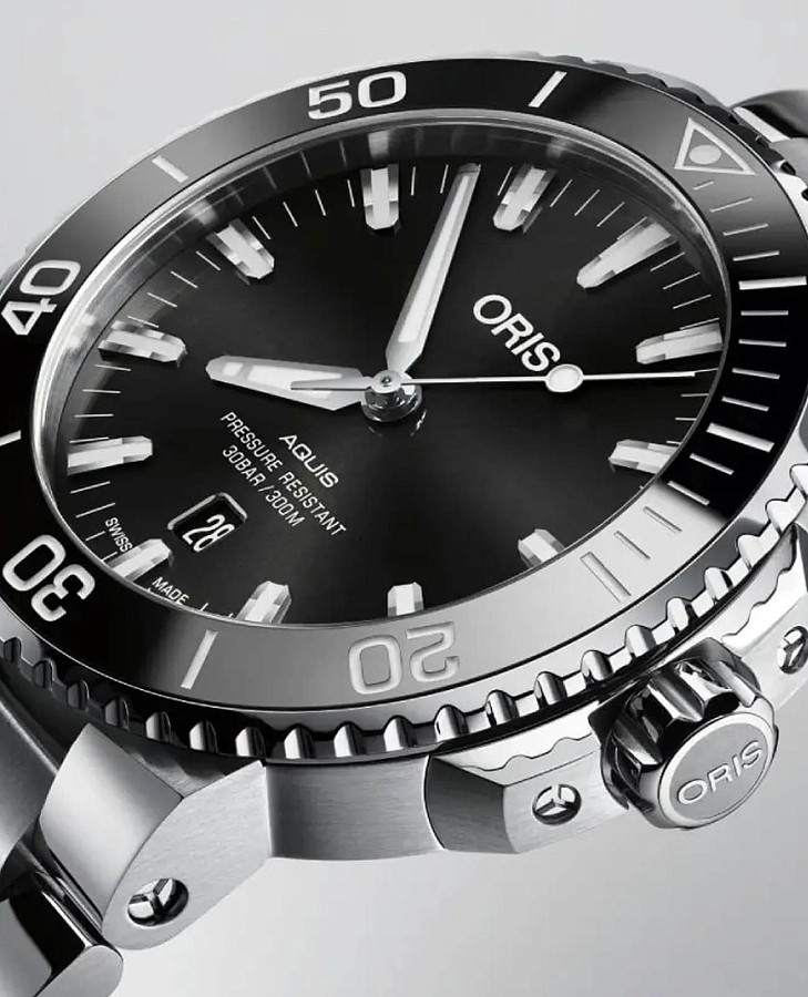 Часы Oris Aquis 01 733 7730 4134-07 8 24 05PEB — черный, металл сталь