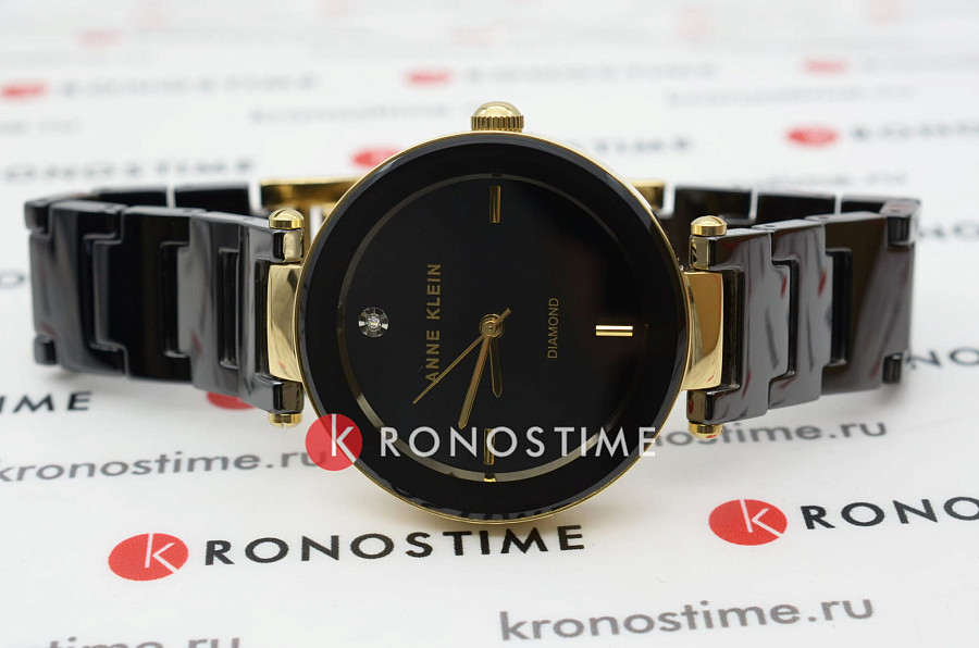 Часы Anne Klein Diamond 1018BKBK — кварцевые, металл