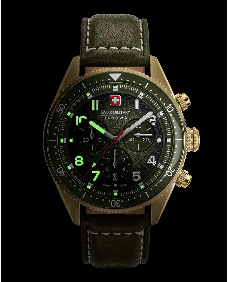 Часы Swiss Military Hanowa Greyhound SMWGC0003850 — мужские, кожаный