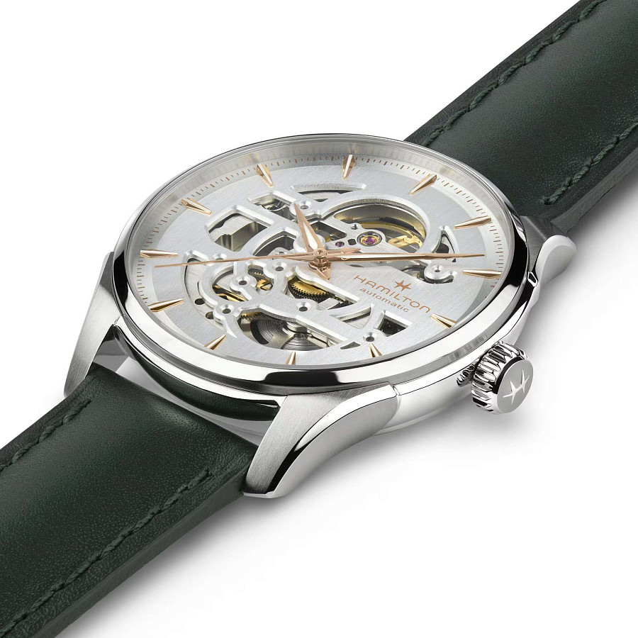 Часы Hamilton Jazzmaster Skeleton Auto H42535810 — мужские, кожаный