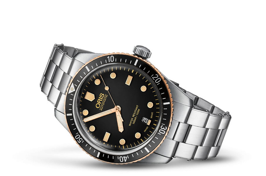 Часы Oris Divers Sixty‑Five 01 733 7707 4354-07 8 20 18 — механические, сталь бронза