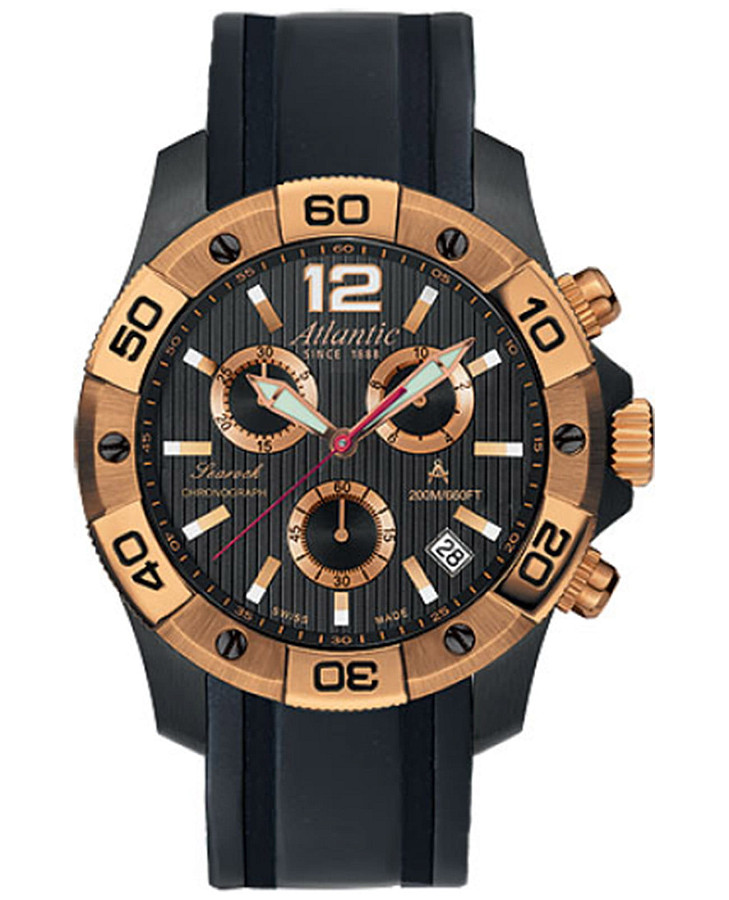 Часы Atlantic Searock Chronograph 87471.48.65RG — мужские, черный