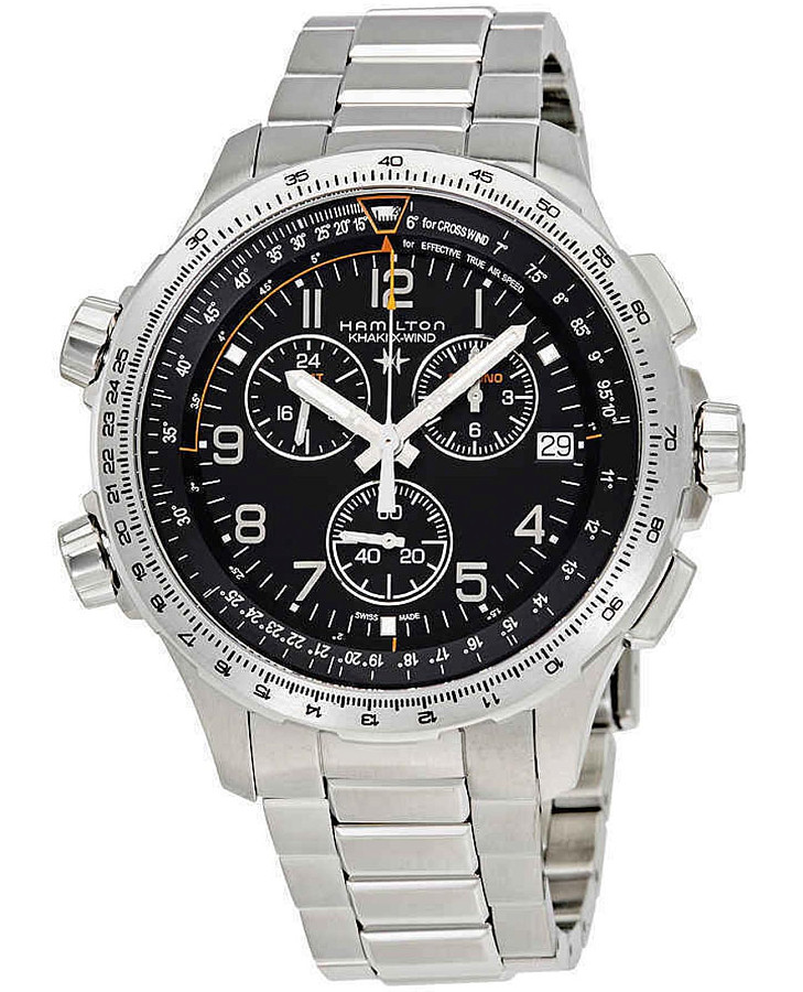 Часы Hamilton Khaki Aviation X-Wind GMT Chrono Quartz H77912135 — нержавеющая сталь, мужские