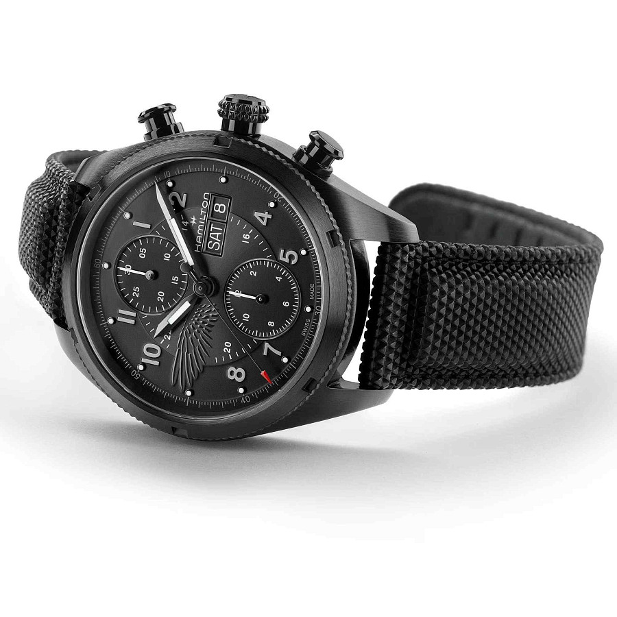 Часы Hamilton Khaki Field Auto Chrono Resident Evil Requiem Limited Edition H71636330 — кожаный, мужские