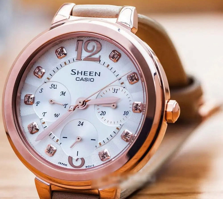 Часы Casio Sheen SHE-3048PGL-7BUER — серебристый, сталь металл