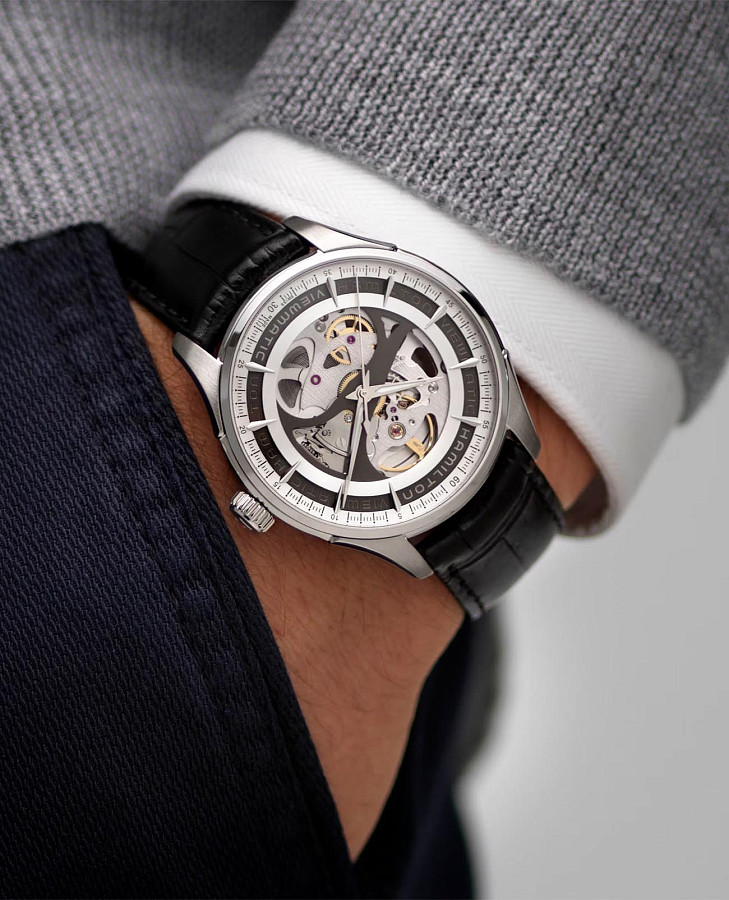 Часы Hamilton Jazzmaster Viewmatic Skeleton Gent Auto H42555151 — сталь металл