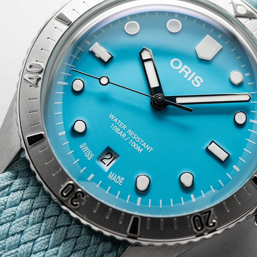 Часы Oris Divers Sixty‑Five 'Cotton Candy' 01 733 7771 4055-07 3 19 02S — сталь, Швейцария