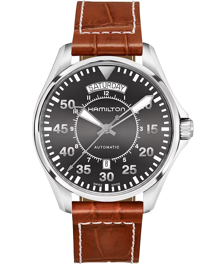 Часы Hamilton Khaki Aviation Pilot Day Date Auto H64615585 — мужские, черный