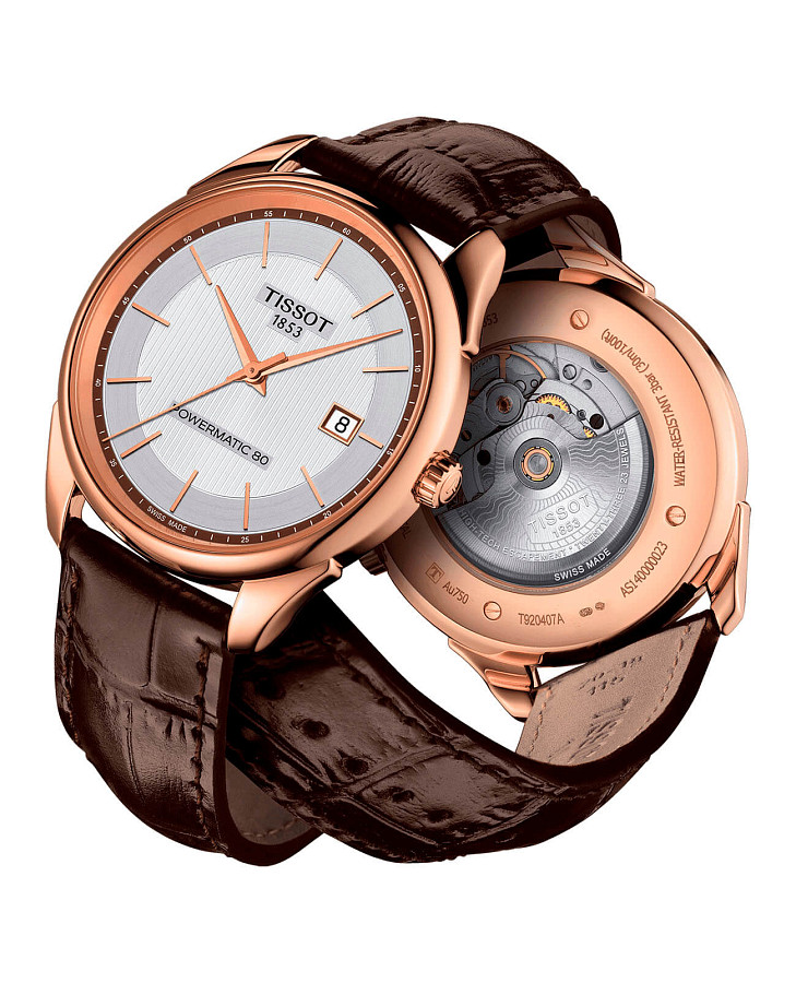 Часы Tissot Vintage Powermatic 80 18K Gold T920.407.76.031.00 — механические, золото металл