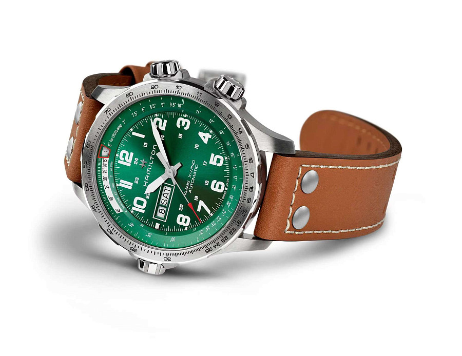 Часы Hamilton Khaki Aviation X-Wind Day Date Auto 45mm H77735560 — мужские, коричневый