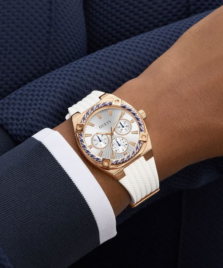 Часы Guess Sport White Rose Gold Tone Analog GW1036L4 — белый, металл сталь