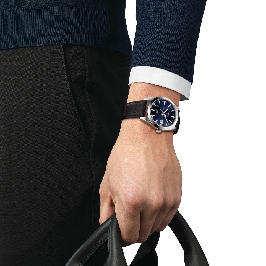Часы Tissot Gentleman Powermatic 80 Silicium T127.407.16.041.01 — механические, сталь металл