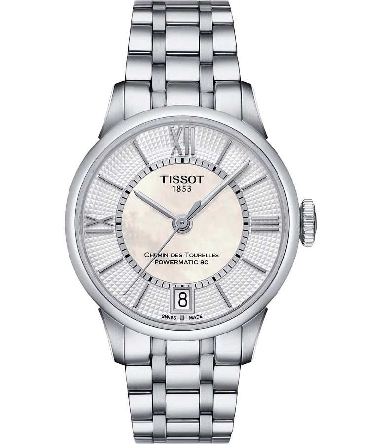 Часы Tissot Chemin des Tourelles Powermatic 80 Lady T099.207.11.118.00 — женские, белый