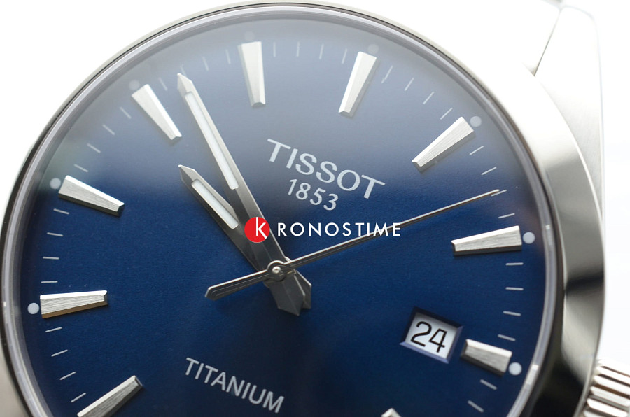 Часы Tissot Gentleman Titanium T127.410.44.041.00 — синий, металл титан