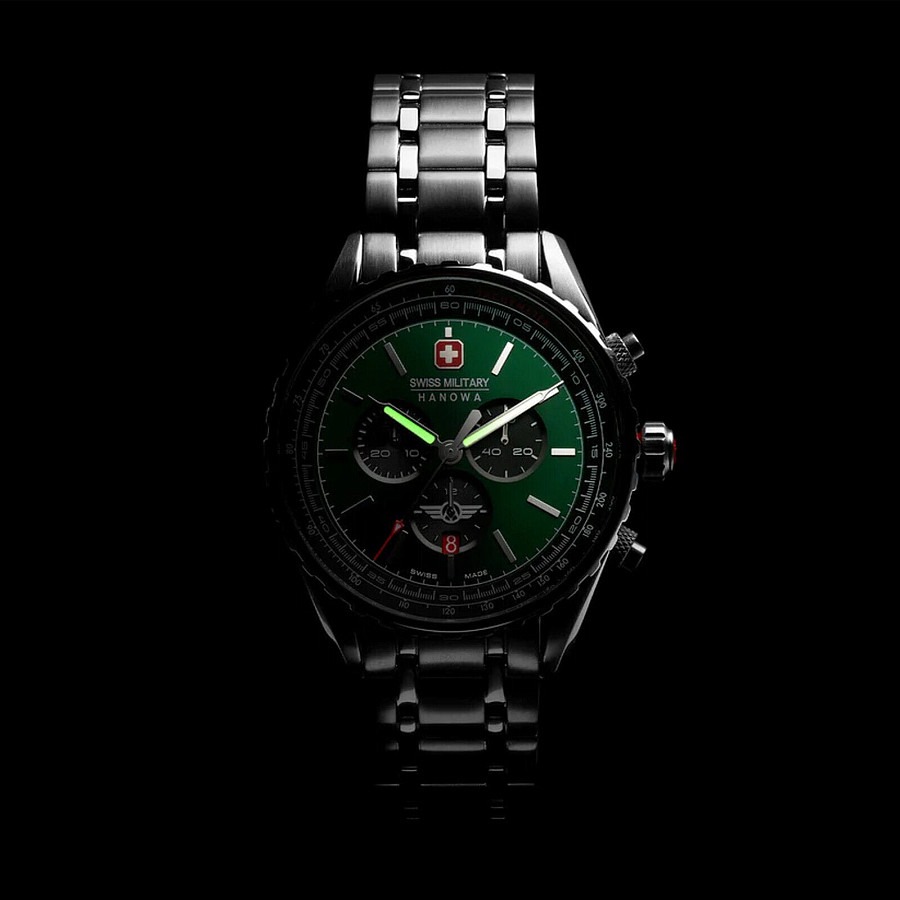 Часы Swiss Military Hanowa Afterburn Chrono SMWGI0000307 — зеленый, сталь металл