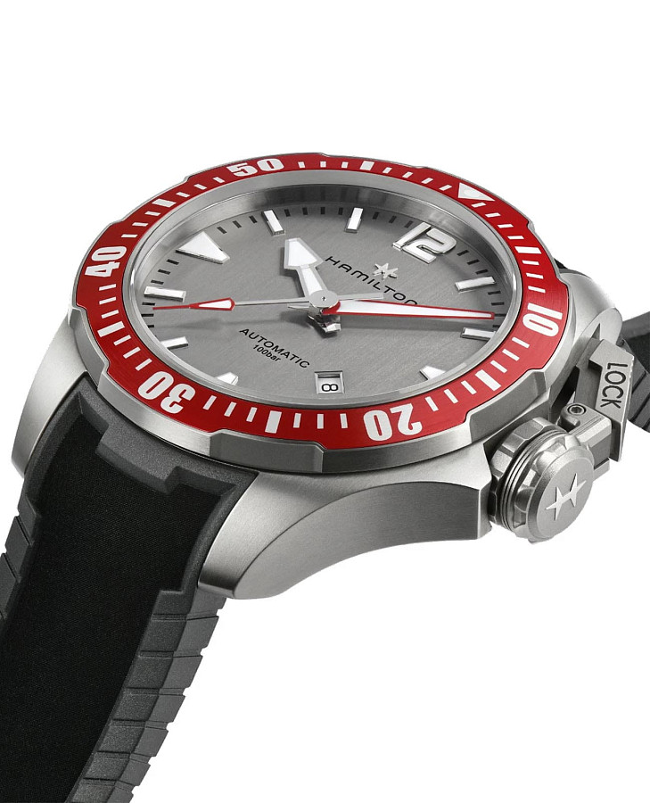 Часы Hamilton Khaki Navy Frogman Titanium Auto H77805380 — механические, металл сталь