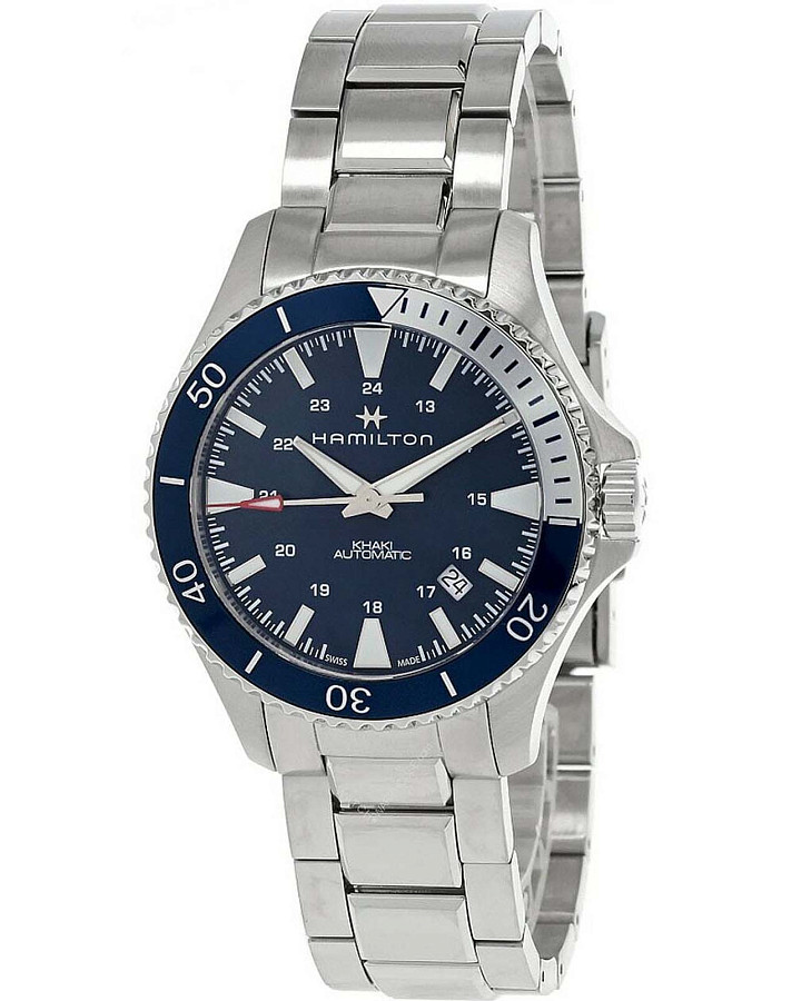 Часы Hamilton Khaki Navy Scuba Auto H82345141 — синий, сталь металл