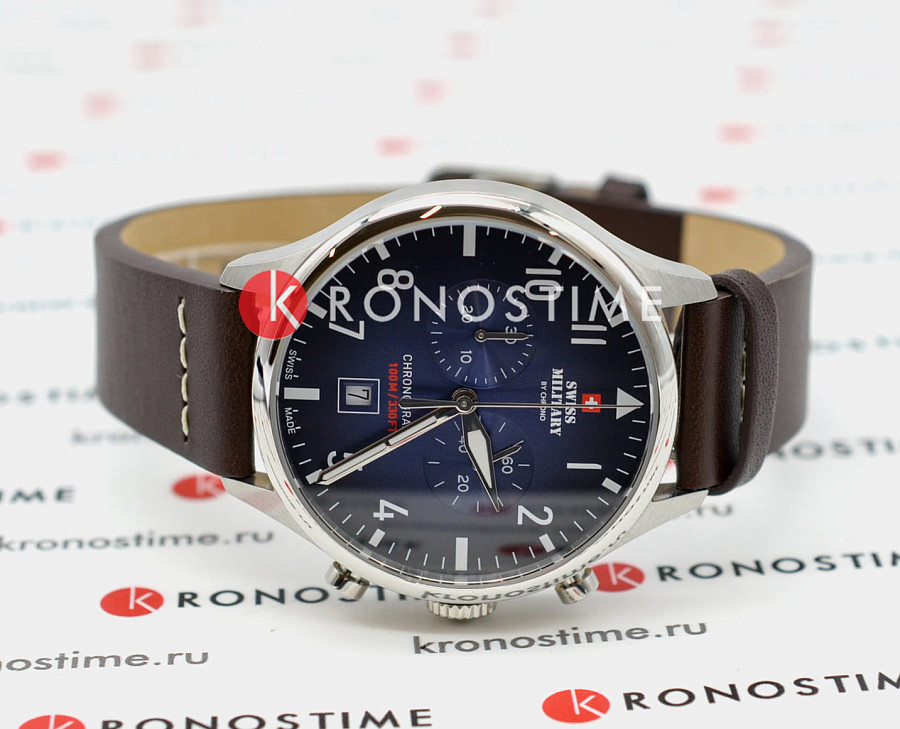 Часы Swiss Military by Chrono Vintage Chronograph SM34098.07 — кварцевые, сталь металл