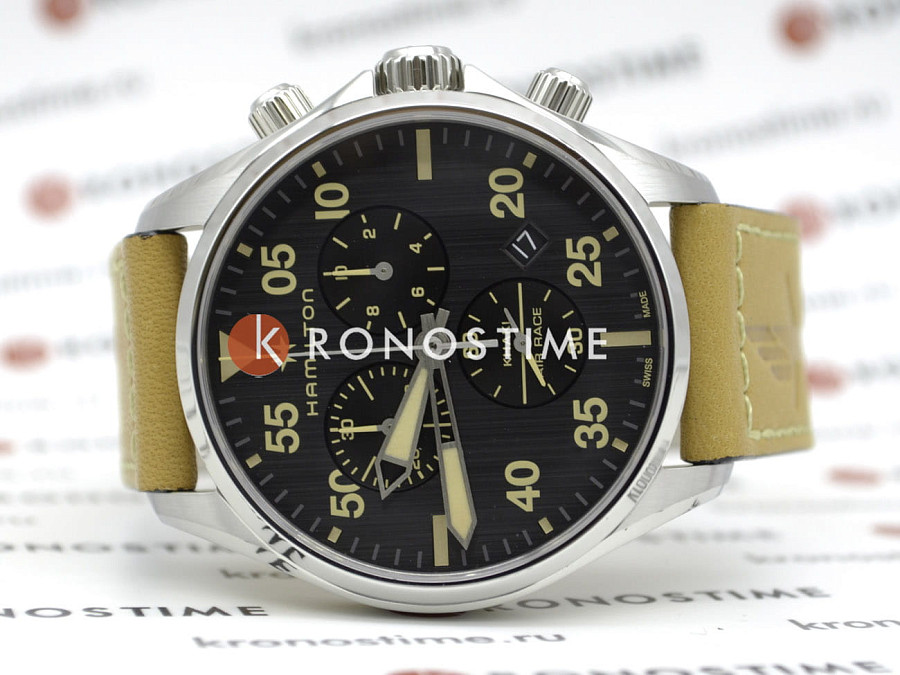 Часы Hamilton Khaki Aviation Pilot Chrono H76722531 — кварцевые, сталь