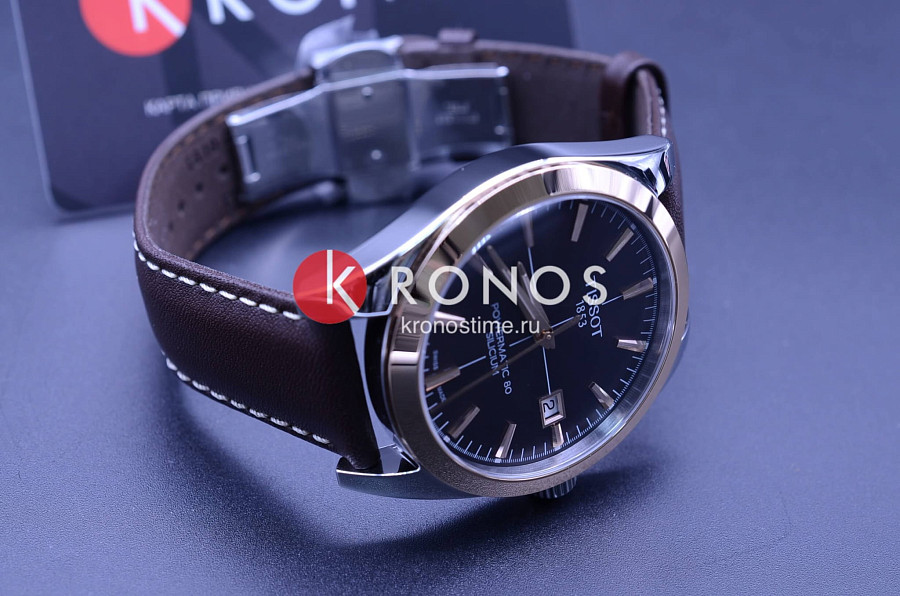Часы Tissot Gentleman Powermatic 80 Silicium 18K Gold T927.407.46.291.00 — кожаный, мужские