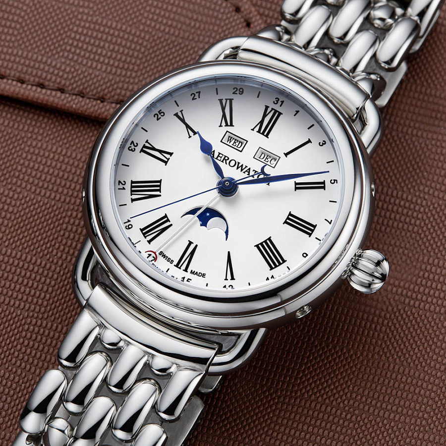 Часы Aerowatch 1942 Moon Phase Automatic 75970 AA01 M — металл сталь, Швейцария