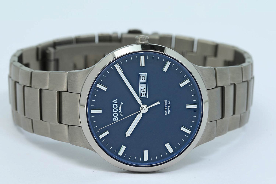 Часы Boccia Titanium 3649-02 — синий, металл титан