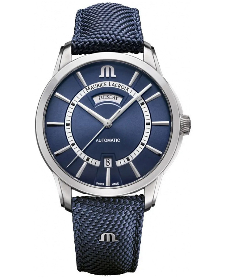 Часы Maurice Lacroix Pontos Day Date PT6358-SS004-431-4 — мужские, синий