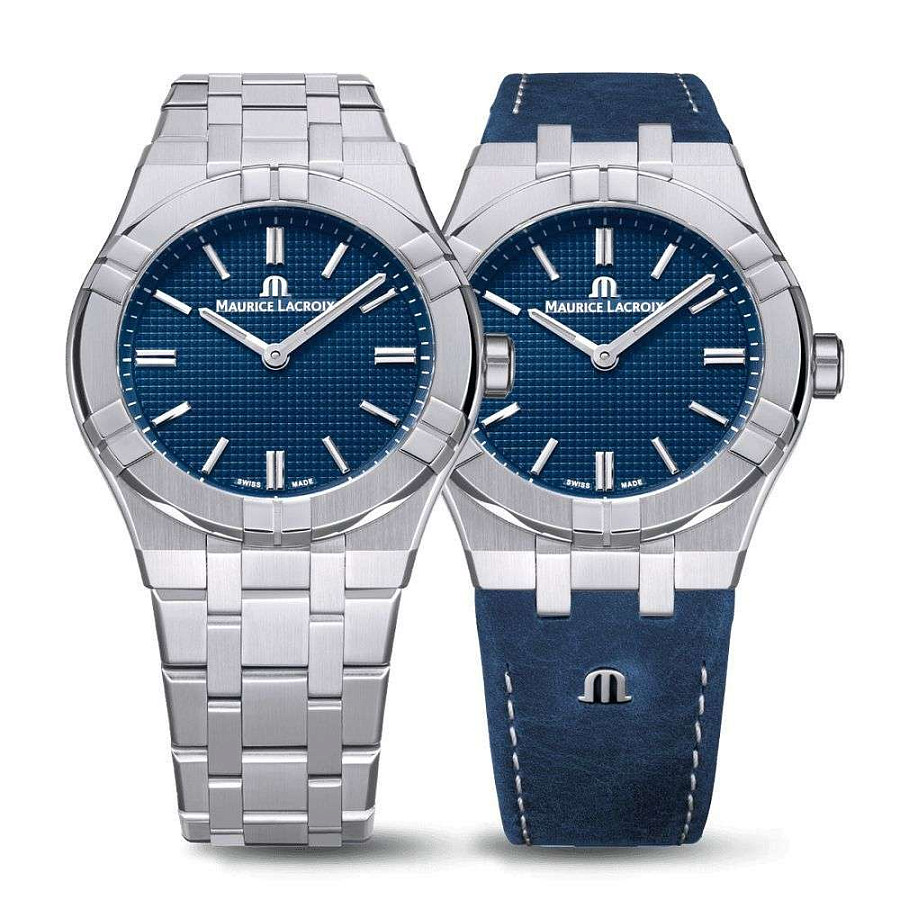 Часы Maurice Lacroix Aikon Manual 39mm Collectors Edition AI7007-SS00E-430-C — синий, металл сталь