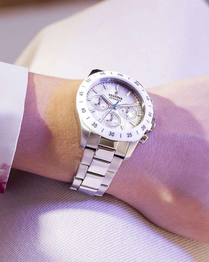 Часы Festina Ceramic F20693/1 — перламутровый, металл сталь