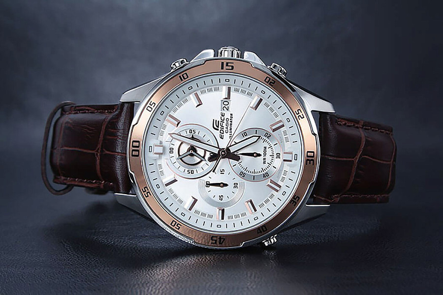 Часы Casio Edifice EFR-547L-7A — мужские, кожаный