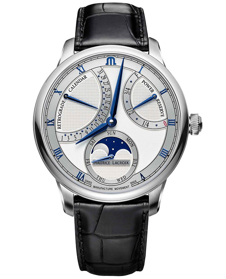 Часы Maurice Lacroix Masterpiece Moon Retrograde MP6588-SS001-131-1 — мужские, серебристый