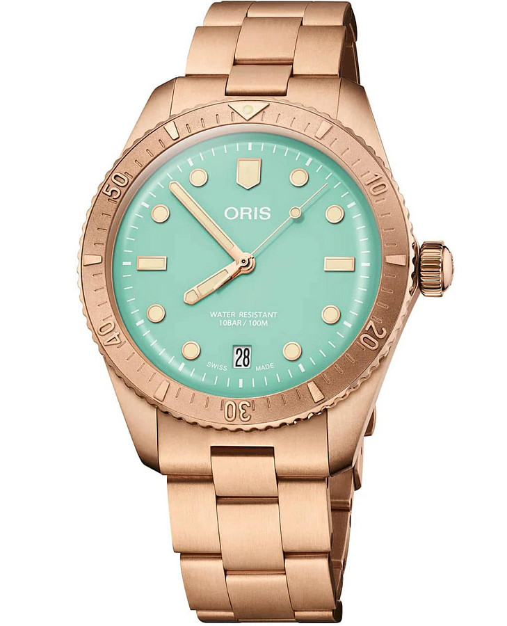 Часы Oris Divers Sixty‑Five 'Cotton Candy' 01 733 7771 3157-07 8 19 15 — женские, зеленый
