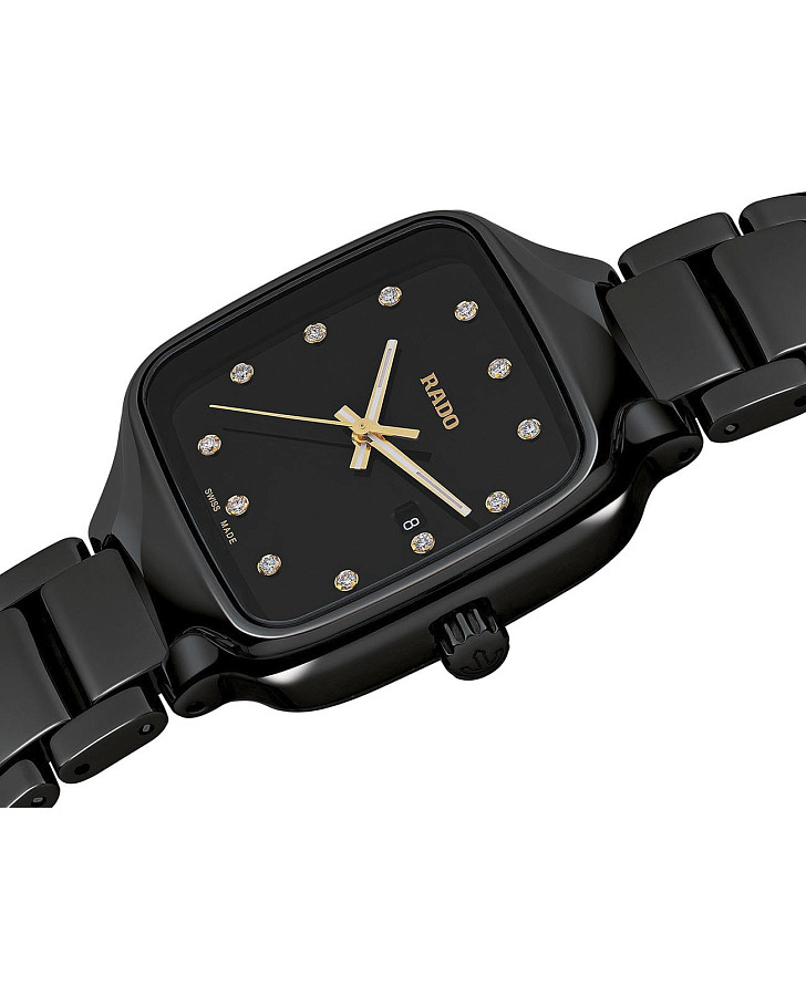 Часы Rado True Square Diamonds R27080702 — черный, керамика