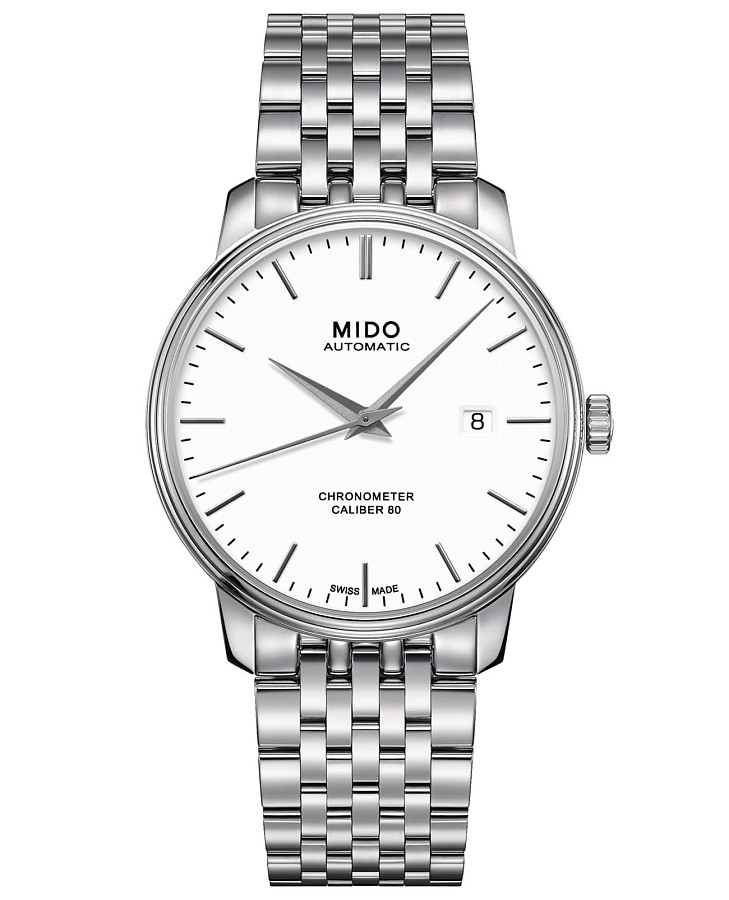 Часы Mido Baroncelli Chronometer Silicon Gent M027.408.11.011.00 — мужские, белый