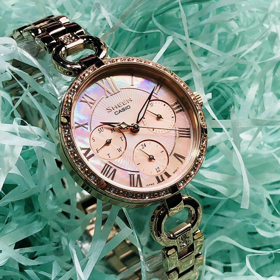 Часы Casio Sheen SHE-3067PG-4A — кварцевые, металл сталь