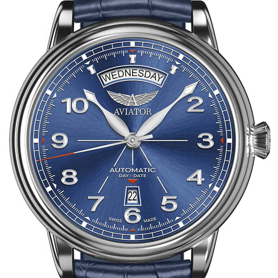 Часы Aviator Douglas Day-Date V.3.44.0.401.4 — механические, металл сталь