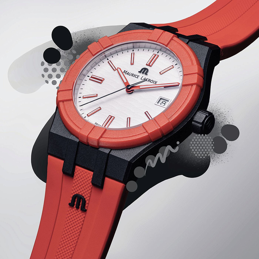 Часы Maurice Lacroix Aikon #Tide Black, Red and White AI2008-04010-400-J — каучук, мужские