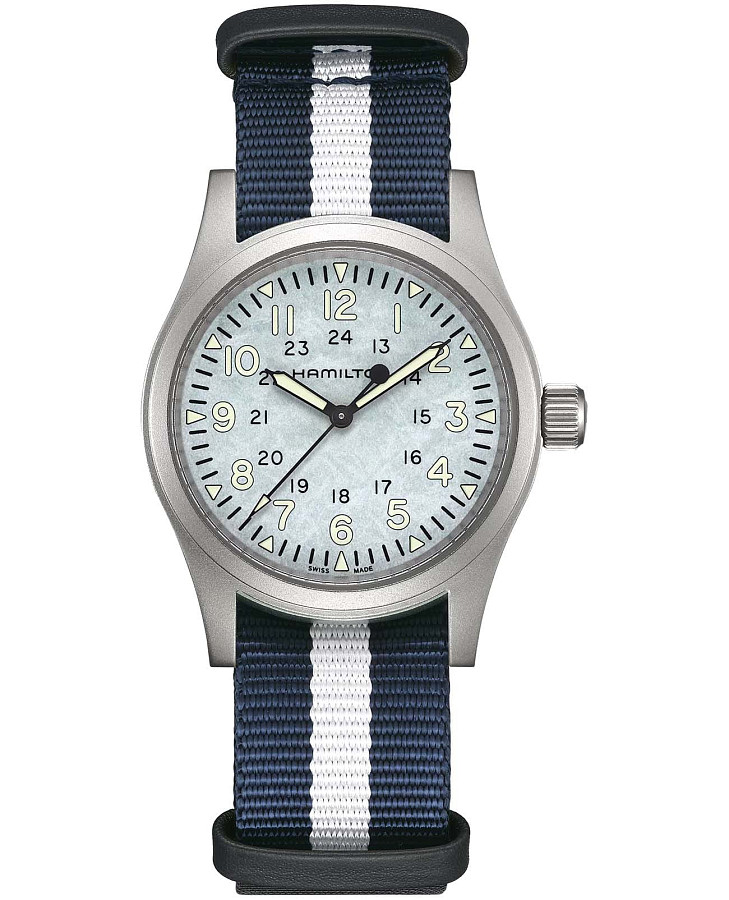 Часы Hamilton Khaki Field Mechanical H89459940 — мужские, голубой