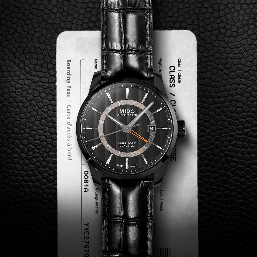 Часы Mido Multifort Dual Time M038.429.36.051.00 — черный, сталь металл