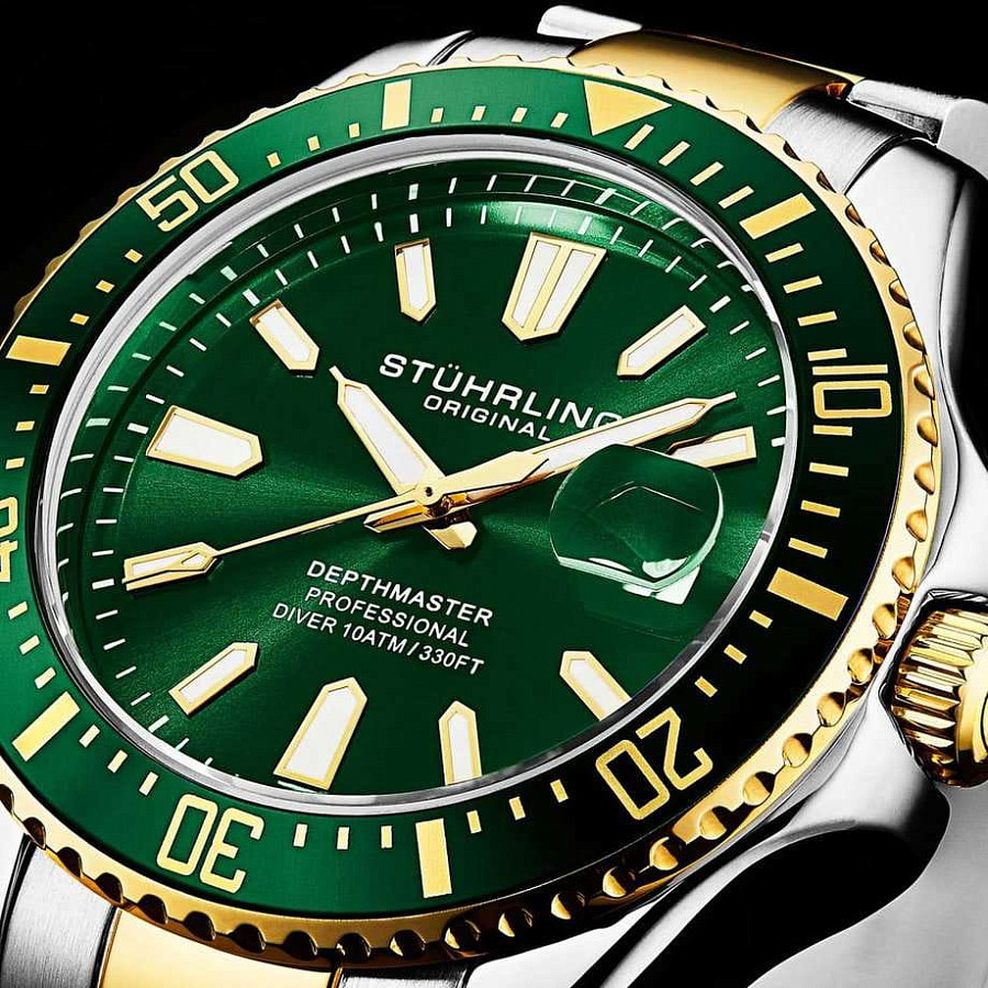 Часы Stuhrling Aquadiver 3950A.6 — нержавеющая сталь с pvd-покрытием, мужские