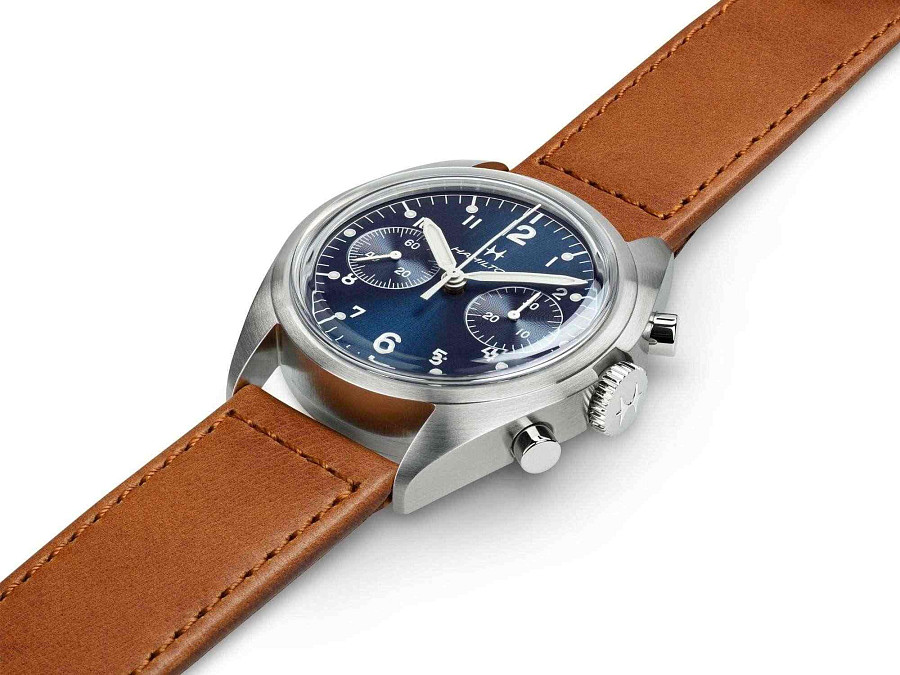 Часы Hamilton Khaki Aviation Pilot Pioneer Mechanical Chronograph 40mm H76409540 — кожаный, мужские