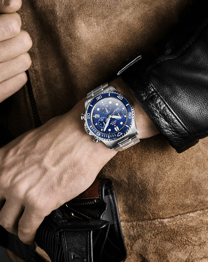 Часы Swiss Military by Chrono XL Chronograph SM34101.02 — мужские, нержавеющая сталь